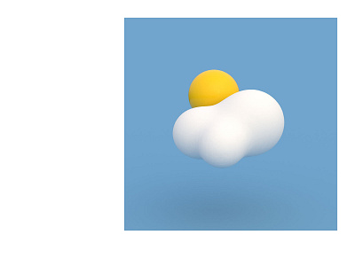 Sunny Side Up 3d blue icon illustration