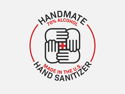 Handmate: Hand Sanitizer Branding aid branding charity cross design first aid graphic design hand hands health help icon identity illustration logo logo design medical plus sanitizer vector