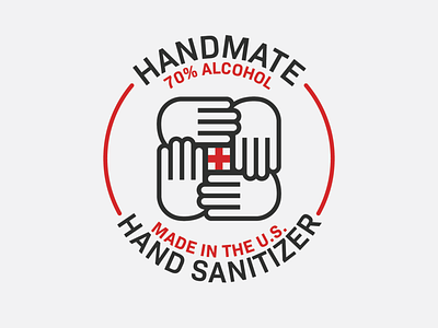 Handmate: Hand Sanitizer Branding aid branding charity cross design first aid graphic design hand hands health help icon identity illustration logo logo design medical plus sanitizer vector