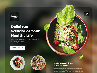 Yummy - Food landing page design branding glassmorphism icon illustration logo minimal ui vector