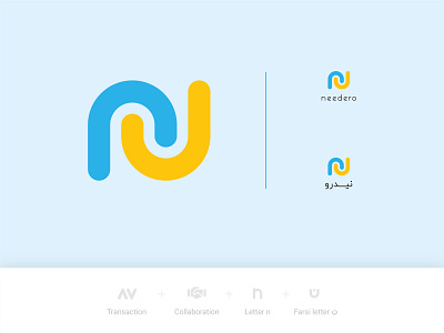 Needero logo and concpet blue brand identity branding color palette graphic design iran logo logo concept logo design marketplace minimal modern modern logo startup tech yellow young