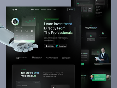 Iris - Redesign Investment Website bank bussiness crypto dark mode graphic design green header illustration invenstment app invest investasi investment investment webiste iris landing page money profesional profit redesign website ui website