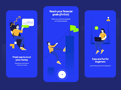 Growvy - Splash screen / Onboarding animation Investment apps animation app blue clean coin crypto exchanger flat illustration full color growvy interface design investment minimalist mobile illustration motion graphics onboarding splash screen ui ui app