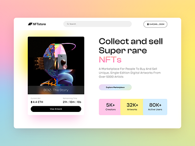 NFT marketplace Homepage UI blockchain branding crypto cryptohomepage cryptouidesign design gradients gradientui graphic design homepageui illustration logo nftmarketplace nfts nftui ui uidesign uiux uiuxdesign vector