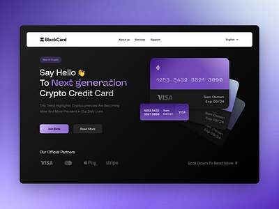 Next Generation Crypto Credit Card Landing Page 3d branding crypto crypto cards graphic design logo minimal motion graphics ui uidesign web3ui