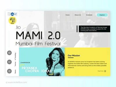 Landing Page - MAMI 2.0 Mumbai Film Festival big fonts branding chairperson cinema design female leadership film festival global landing page large text mami festival movie mvp priyanka chopra jonas trending ui ux web page website