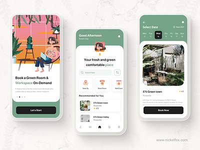 Green Co-Working Space Mobile UI Screen