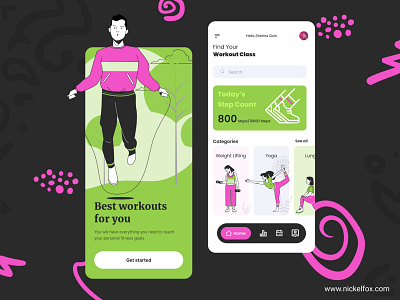 Workout App branding clean color design fitness freebies graphic design gym health illustration mobile screen training trending ui ui design ux uxdesign vector workout yoga