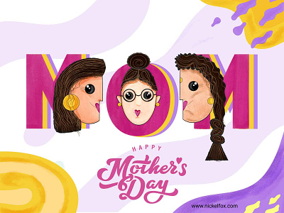 Happy Mother's Day celebration clean color design faces freebies graphic design illustrate illustration ma mom mother mothers day typography vector