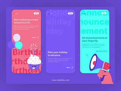 Scheduler Onboarding animation birthday calender clean colurful freebies fun ghost graphic design halloween illustration mobile onboarding scheduler screen trending typography ui ux vector