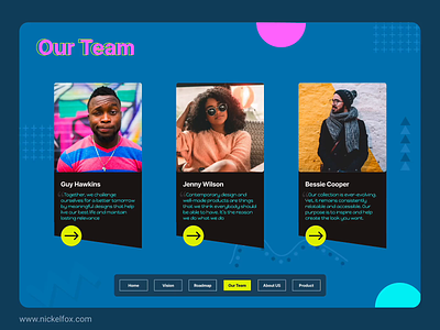 Team Page animation branding clean colour design free freebies fun graphic design group microinteraction ourteam people pop team teammates typography ui ux vector