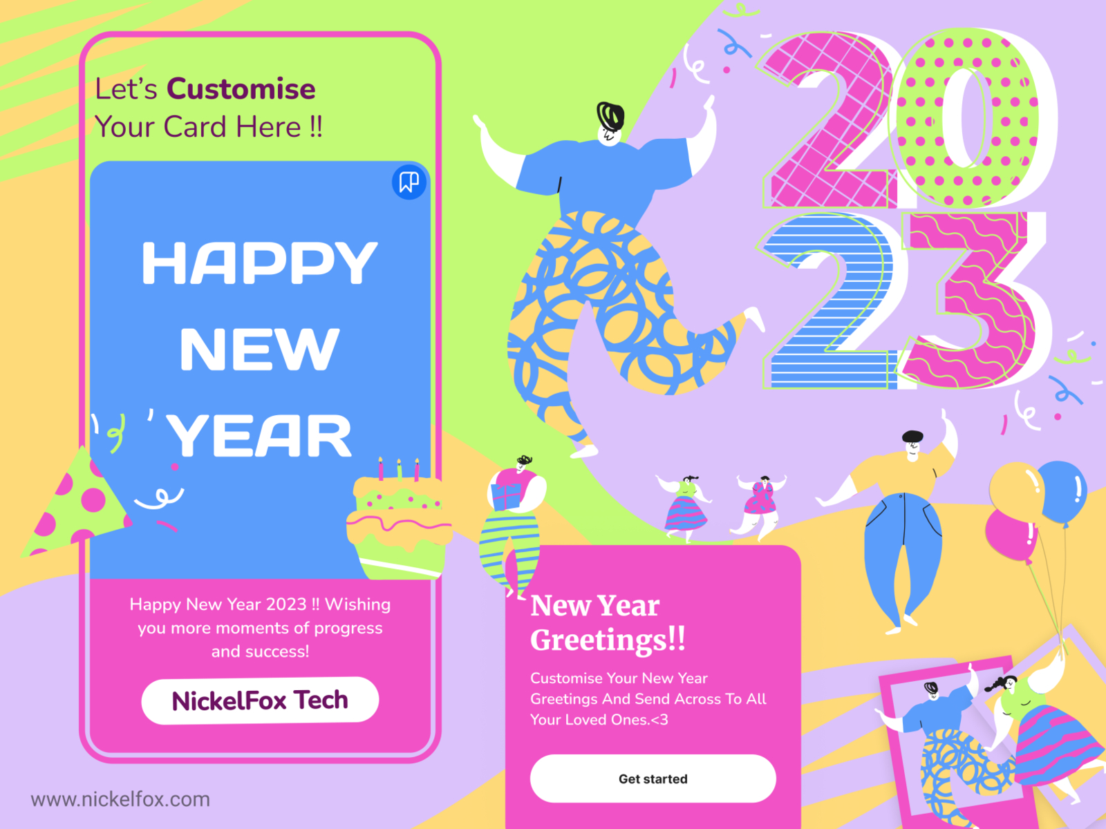 Happy New Year 2023 2023 clean color design fun graphic design happy new year illustration new year party typography ui ux vector