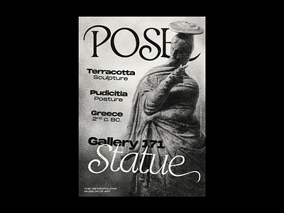 Statuettes art blackandwhite flyer metropolitan museum poster print sculpture typography