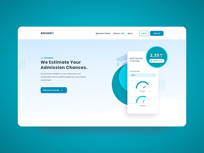 Admission Chance Calculator Hero Section edtech education hero section landing page ui