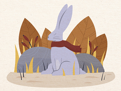 Rabbit in the autumn forest art branding children cute design digital flat graphic design illustration illustrator logo paper photoshop picturebook postcard rabbit typography ui ux vector