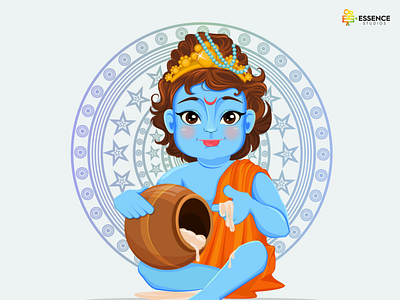 Little Krishna design flat illustration vector