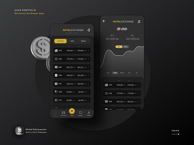 Currency Exchange App adobe xd application design black currency currency exchange dark design dark theme design exchange trends ui ui design ui designer ui inspiration ui trends uidesign uiux