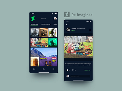 Deviant_Reimagined app concept design flat ios ui