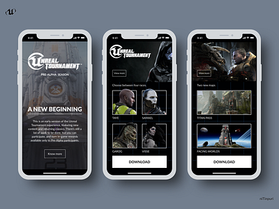 Unreal Tournament App adobexd app concept design game ios mobile ui