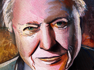 David Attenborough Portrait animals art artist design drawing environment fine art fine art photography fine arts gouache illustration illustrator nature painting photoshop portrait portrait art portrait illustration portrait painting watercolour