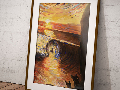 Surfing Sunset Canvas Painting