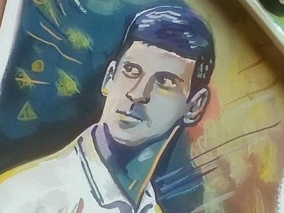 Novak Djokovic - Wimbledon Champion art design gouache illustration novak djokovic painting portrait portrait art watercolour wimbledon