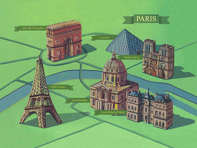 Illusrated Map Of Paris architecture art design digital graphicdesign illustration illustrator map paris photoshop type