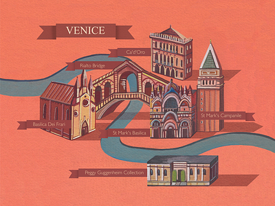 Illustrated Map Of Venice architecture art design digital graphicdesign illustration illustrator map photoshop type venice