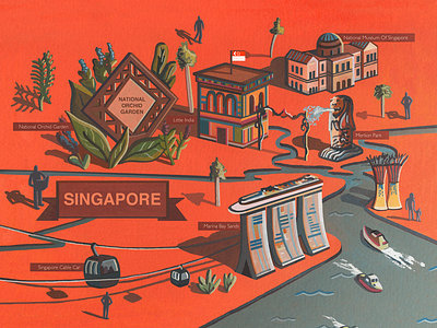 Singapore Map Illustration art design digital graphicdesign illustration illustrator map photoshop singapore type world