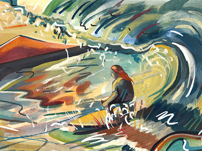 Surfing The Waves art design digital gouache graphicdesign illustration illustrator landscape photoshop sea surfing