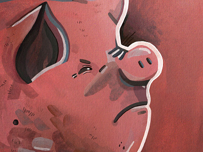 WIP - Angry Pig art artist design drawing gouache illustration nature painting photoshop pig portrait watercolour