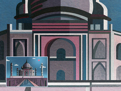 Taj Mahal Landscape Illustration - Detail