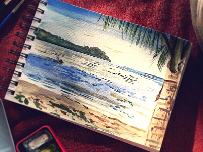Travel Watercolour Painting art artist beach design drawing gouache illustration landscape painting sea thailand watercolour
