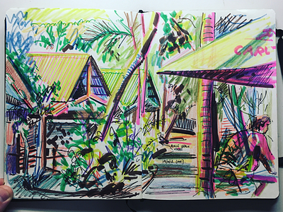 Sketchbook Drawing - Airlie Beach Hostel
