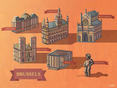 Brussels Illustrated Map art artist brussels design drawing gouache illustration illustrator landscape map painting watercolour