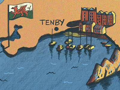 Illustrated Map Of Wales - Detail