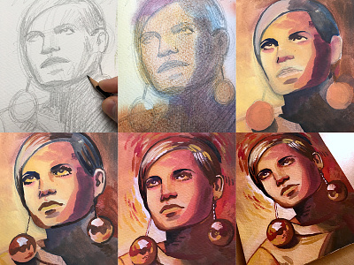 Portrait Painting Process art artist design drawing fine art fine arts gouache illustration illustrator painting paintings pencil photoshop portrait portrait art portrait illustration portrait painting sketch sketching watercolour