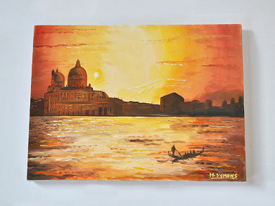 Venice Canvas & Watercolour Painting - 16" x 12" art art challenge artist canvas canvas art canvas print design drawing gouache illustration illustrator landscape landscape art landscape illustration painting paintings sketching wall art wall decal watercolour