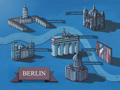 Berlin Illustrated Map art artist berlin design digital drawing gouache illustration illustrator landscape map map art map markers maps painting photoshop publishing type vector watercolour