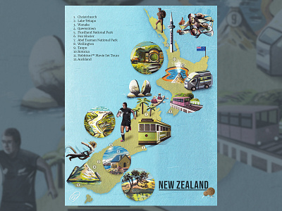 New Zealand Illustrated Map