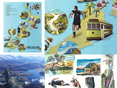 New Zealand - Behind The Scenes adobe illustrator adobe photoshop art artist design digital art digital artist digital arts digital painting drawing gouache illustration illustrator map map illustration maps new zealand painting photoshop watercolour