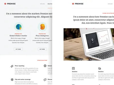 Premise - Solutions charts food icons inflation landing page layout premise price sign up solutions typography web design