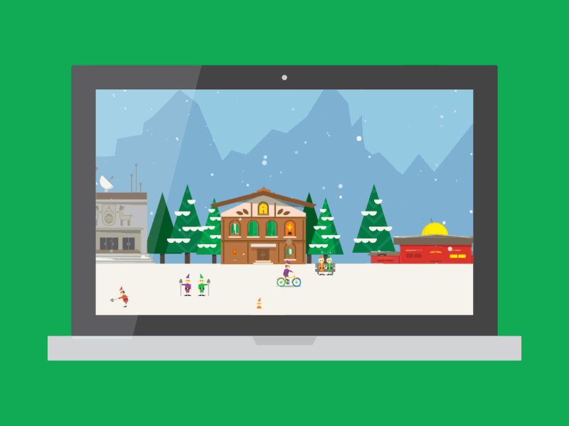 [GIF] Google Santa Tracker android animated gif animation bicycle devices games gif google houses motion responsive retina