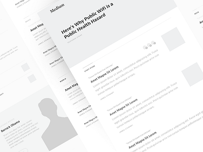 Medium : Wireframes articles editorial grey layout medium obama posts publishing simple wireframe