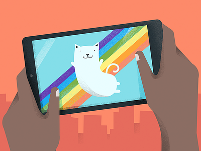 Google : Nyan-ish Cat android cat city device google material design rainbox