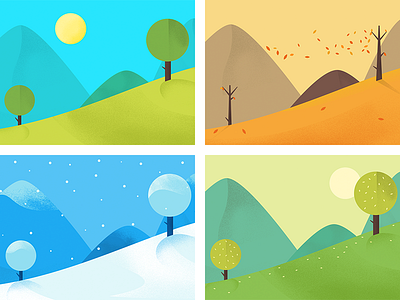 Google : Seasons fall google illustration leaves mountains seasons snow spring summer winter