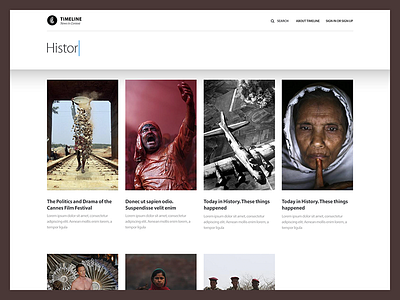 Timeline : Search articles cards history news search timeline