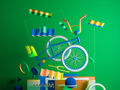 Ueno Rebrand : Bike. 3d bike bmx branding floating ueno