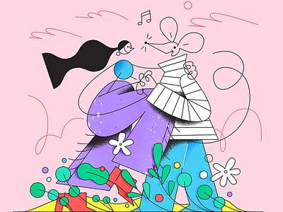 Dance. Dance. Dance. branding dance mouse music notes purple rat sing song ueno woman