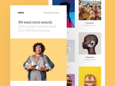 Ueno Newsletter : April 4th 2018 awards newsletter toast ueno webbies webby